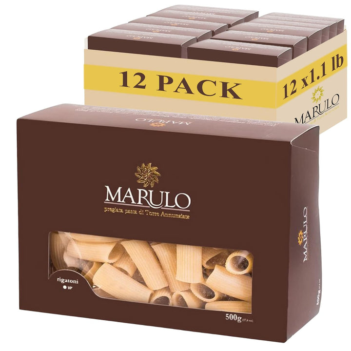 Marulo, Rigatoni Pasta, Artisan Bronze Die-Cut Pasta, 12 Pack x 1.1 lbs.