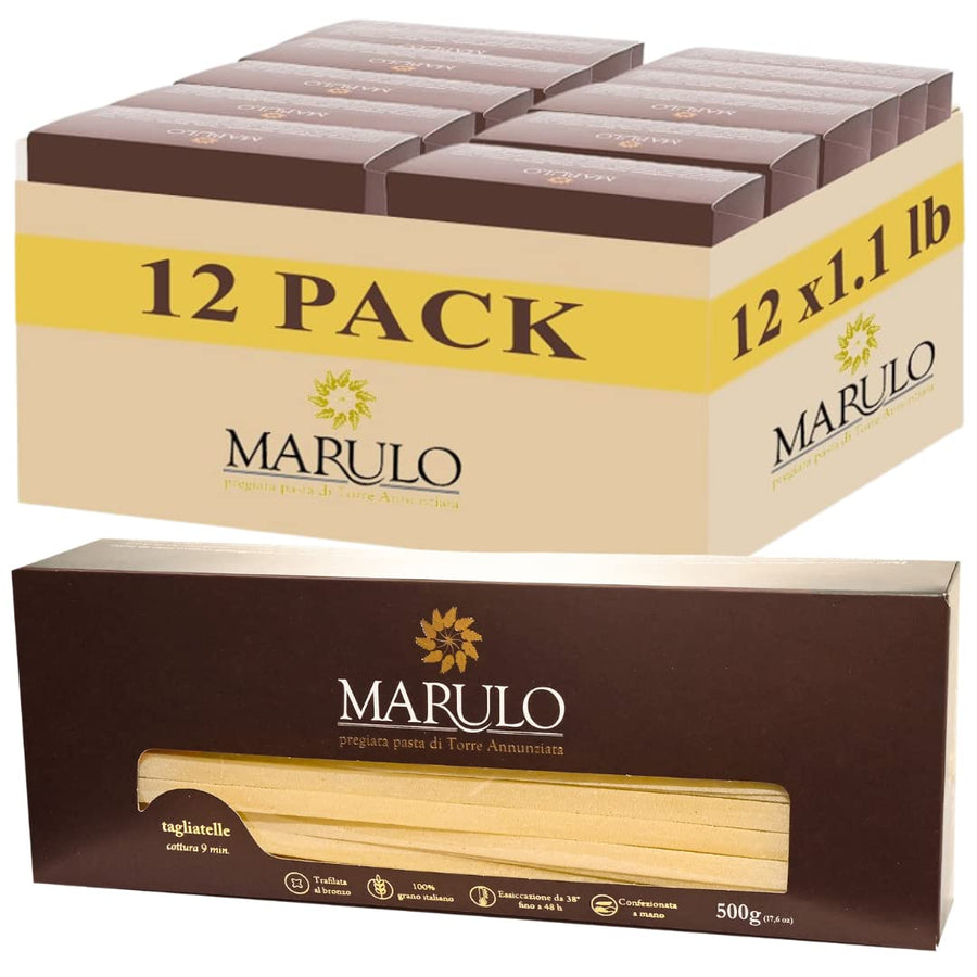 Marulo, Tagliatelle Pasta, Artisan Bronze Die-Cut Pasta, Pack of 12 x 1.1 lbs.