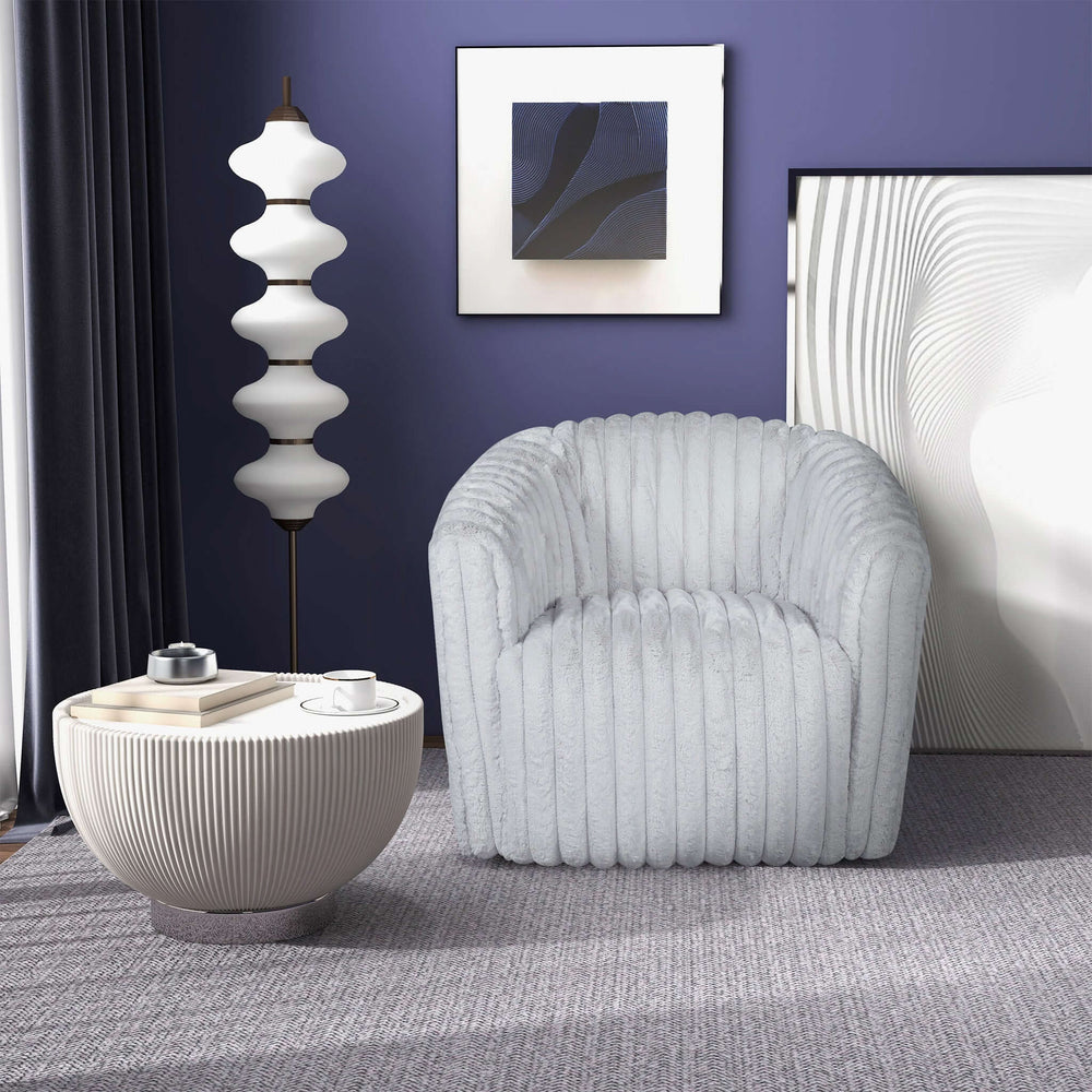 Mira Light Grey Velvet Swivel Chair Front