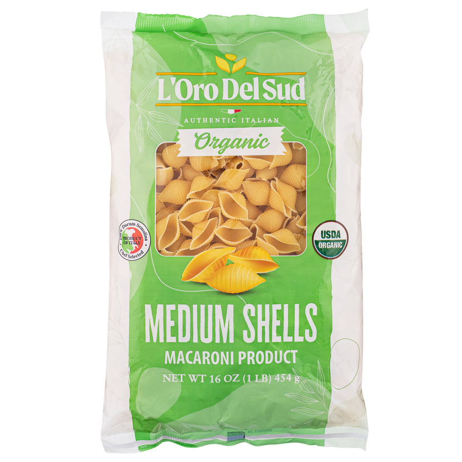 L'Oro Del Sud, Organic Medium Shells Pasta, 20 Pack x 1 lbs.