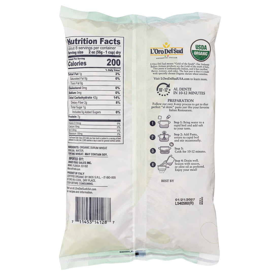 L'Oro Del Sud, Organic Medium Shells Pasta, 20 Pack x 1 lbs.