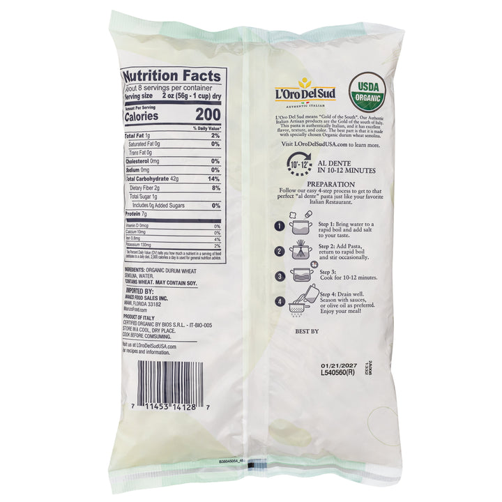 L'Oro Del Sud, Organic Medium Shells Pasta, 20 Pack x 1 lbs.