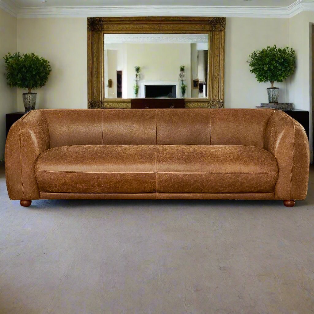 Marlon Luxury Italian Leather Sofa Brown Front