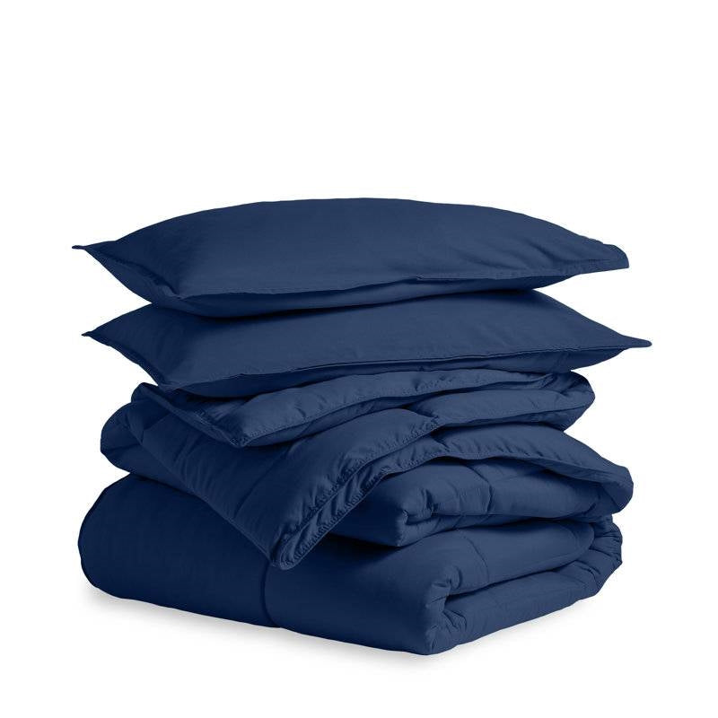 Full/Double Size Super Soft Down Alternative Comforter Set in Navy Blue