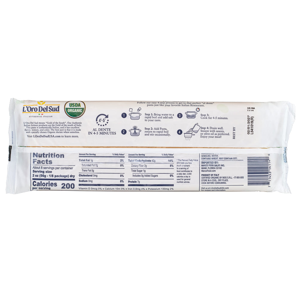 L'Oro Del Sud, Organic Fettuccine Pasta 20 Pack x 1 lbs.