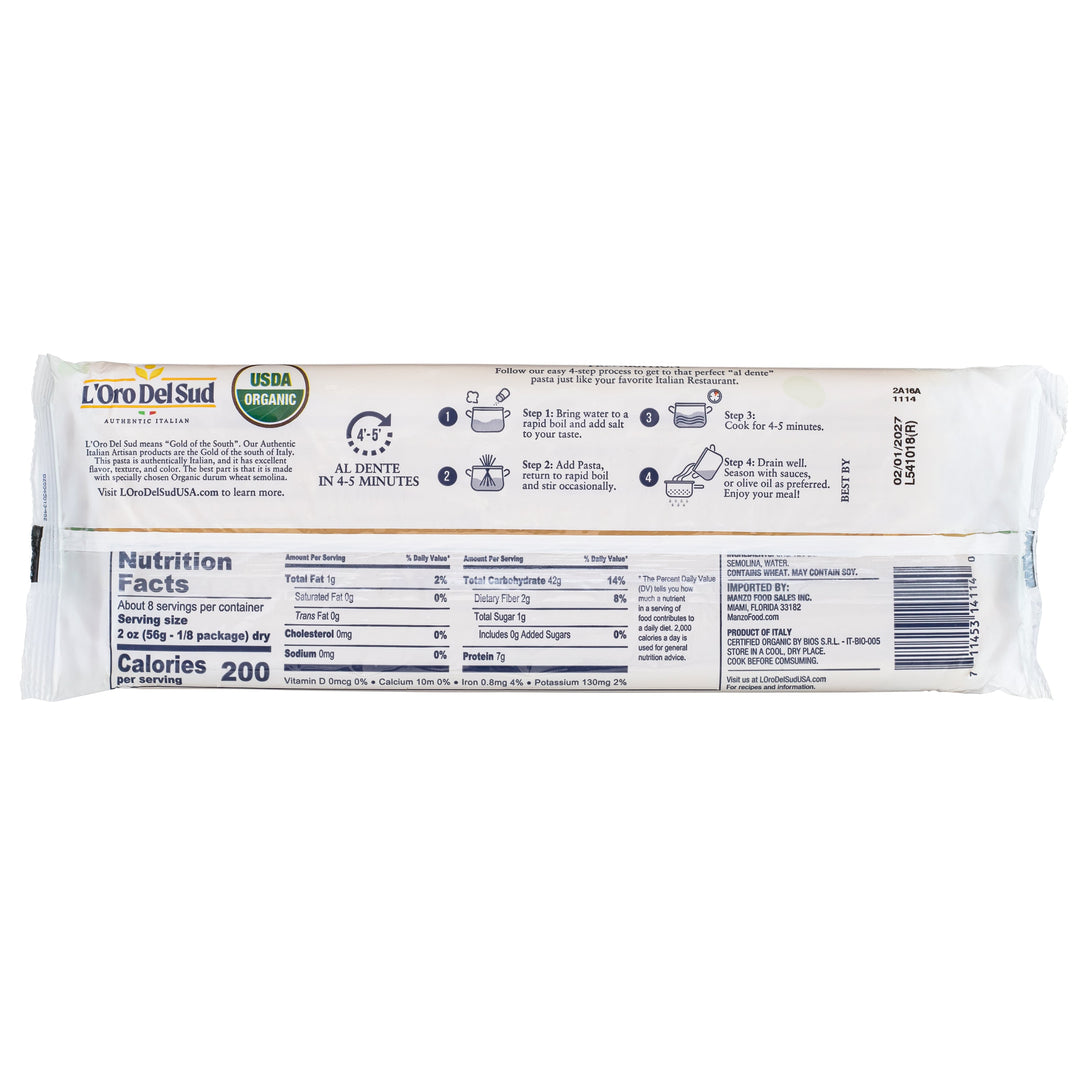 L'Oro Del Sud, Organic Fettuccine Pasta 20 Pack x 1 lbs.