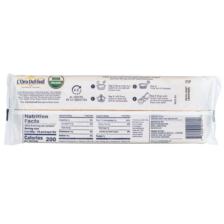 L'Oro Del Sud, Organic Fettuccine Pasta 20 Pack x 1 lbs.