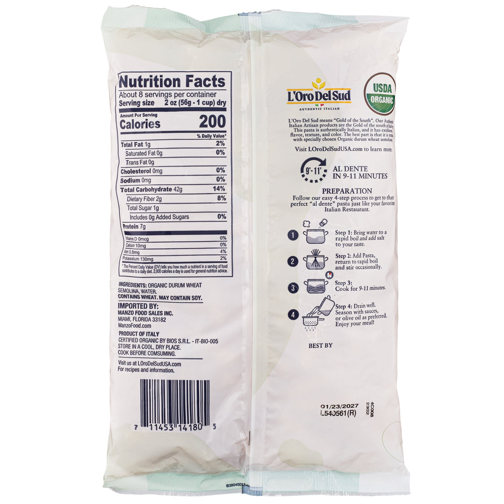 L'Oro Del Sud, Organic Fusilli Pasta, 20 Pack x 1 lbs.