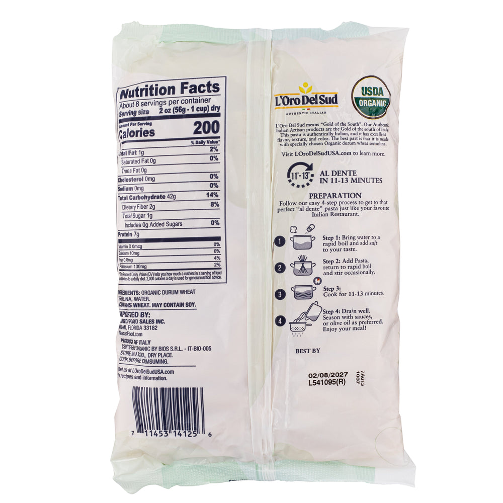 L'Oro Del Sud, Organic Rigatoni Pasta 20 Pack x 1 lbs.