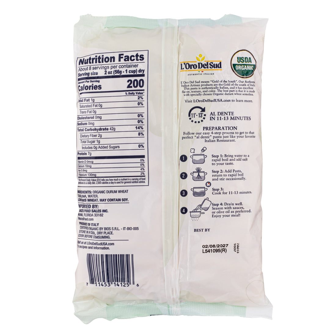 L'Oro Del Sud, Organic Rigatoni Pasta 20 Pack x 1 lbs.
