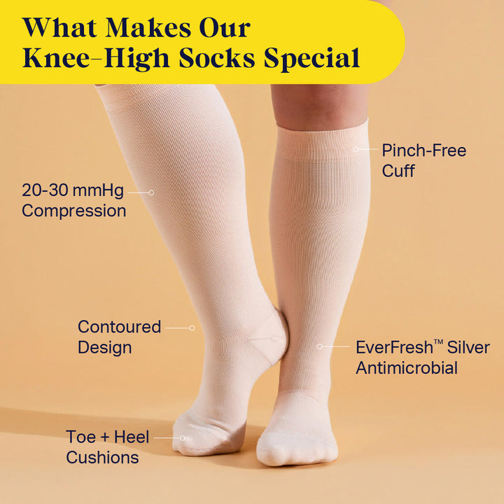 Knee-High Compression Socks – Solid Rose (20-30 mmHg)