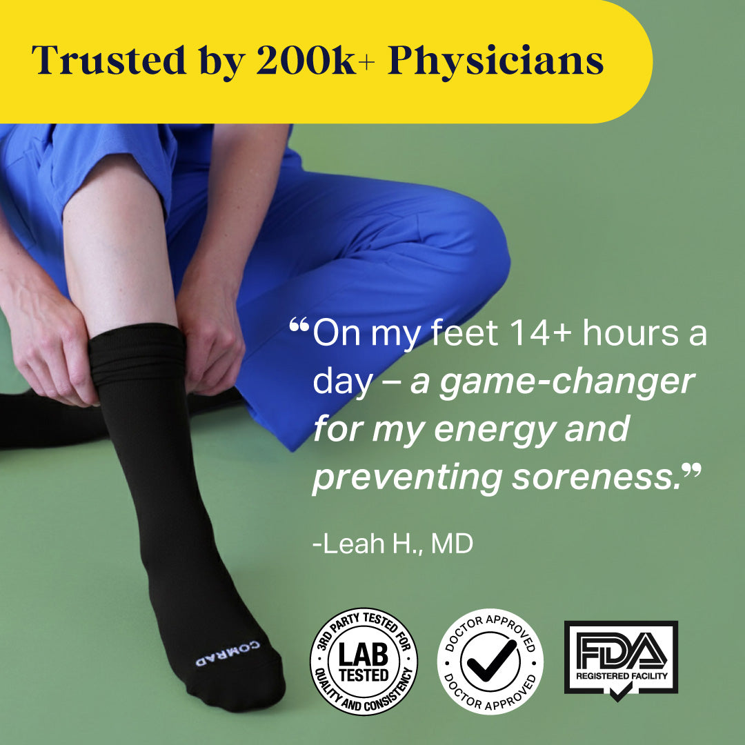 Knee-High Compression Socks – Solid Black (20-30 mmHg)