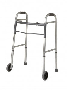 Medline Two-Button Folding Walkers with 5" Wheels