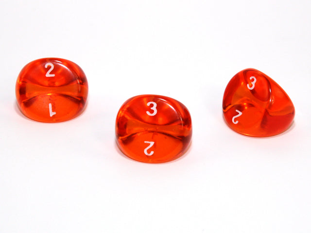 Translucent Polyhedral Orange/white d3 | PT0303 | 3-Sided Dice (sold per die)