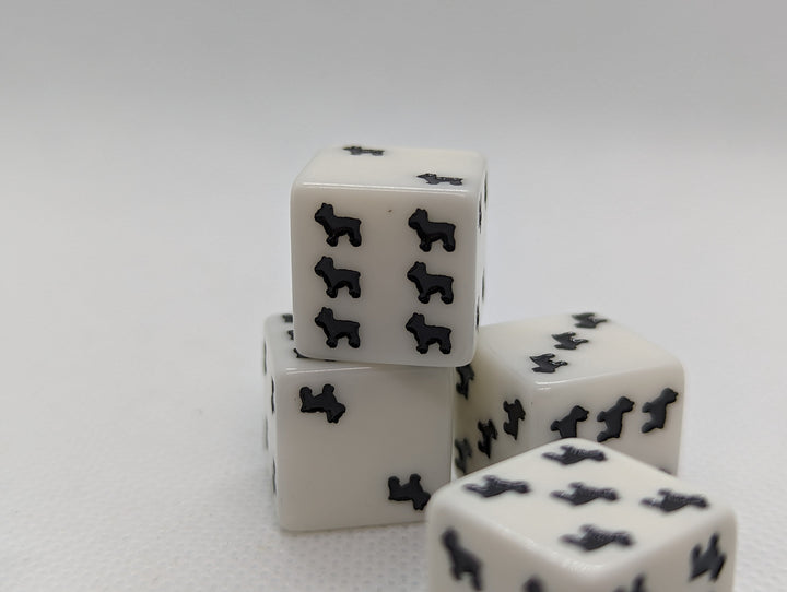 Bulldog Dice Opaque White w/Black Bulldogs 16mm d6 Dice (sold per die)