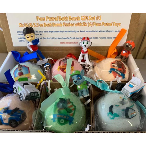 12 XL Bath Bomb Fizzies with Surprise Paws Patrol Figure Inside