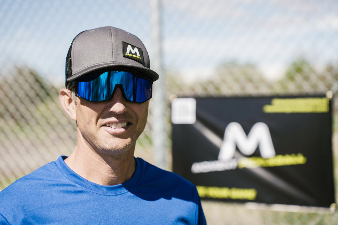 Pro-Guard Glasses Set with Blue Mirrored Lens on Model.