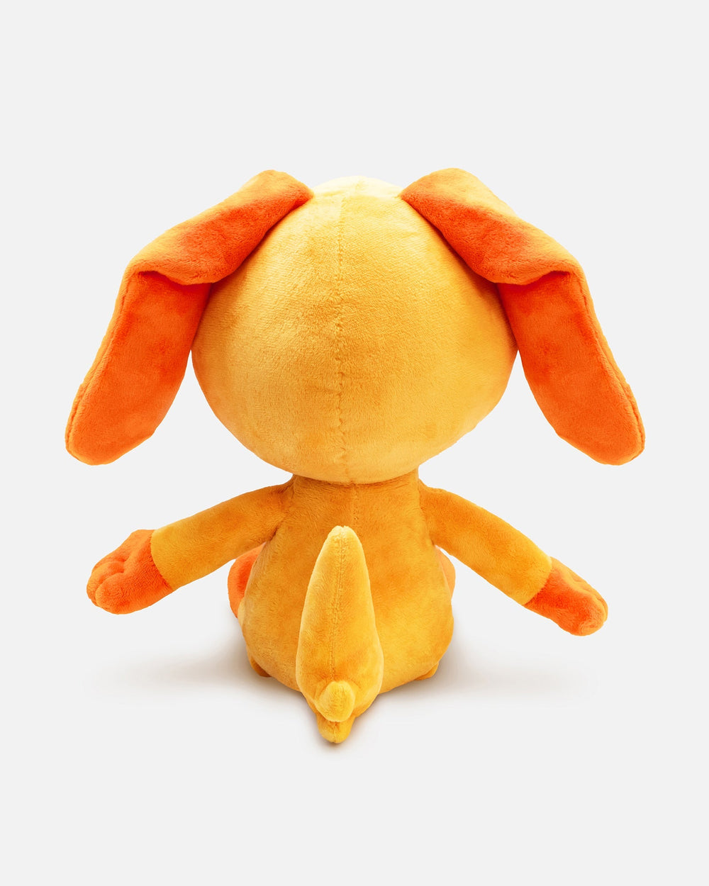Plush toy with orange ears and body on a white background.