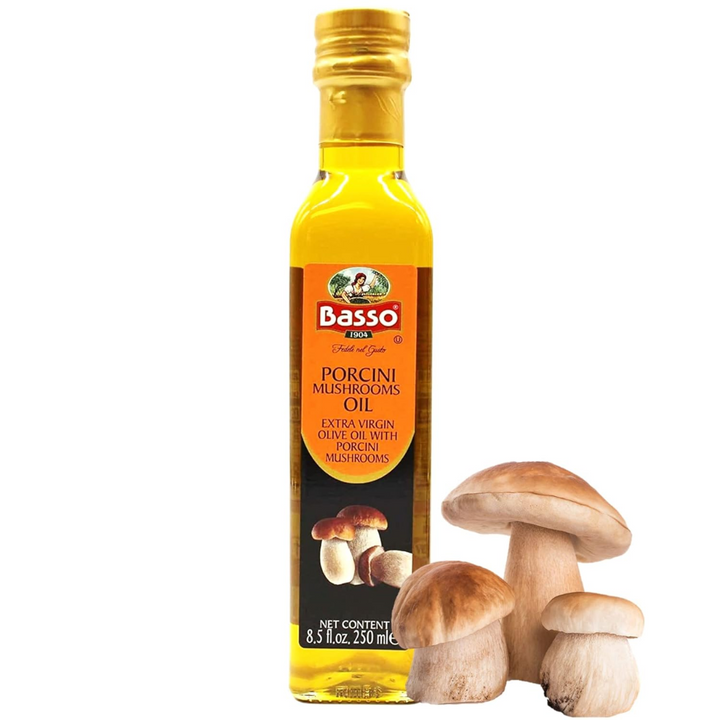 Basso 1904, Porcini Mushroom Oil, Infused Extra Virgin Olive Oil, 8.5 Fl oz. (250ml)
