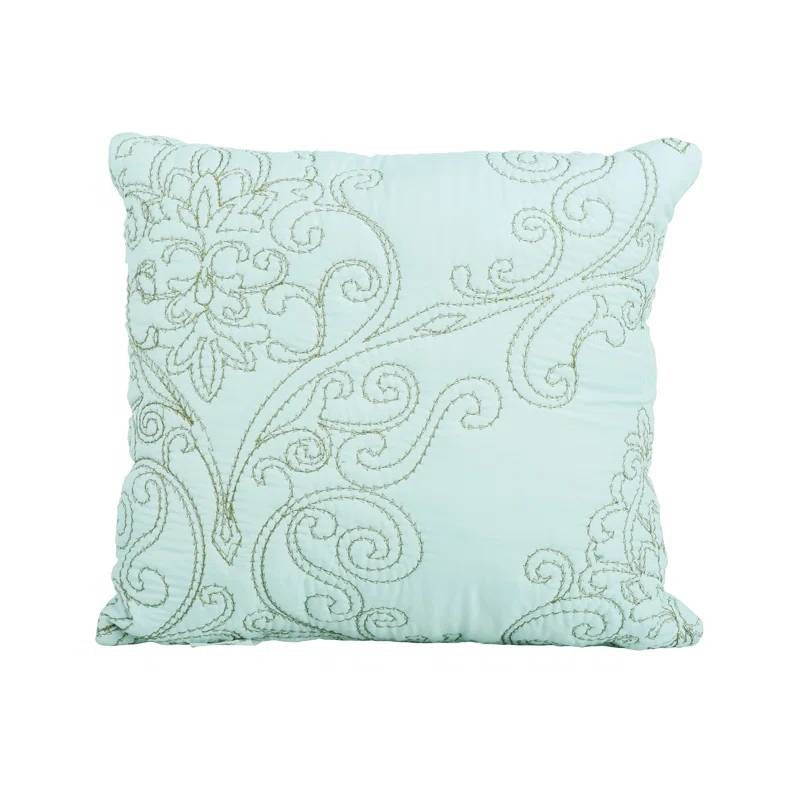 Queen Size Light Blue Damask Embroidered 4 Piece Oversized Bedspread Set