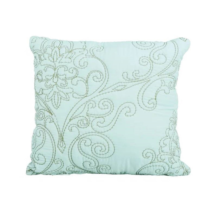 Queen Size Light Blue Damask Embroidered 4 Piece Oversized Bedspread Set
