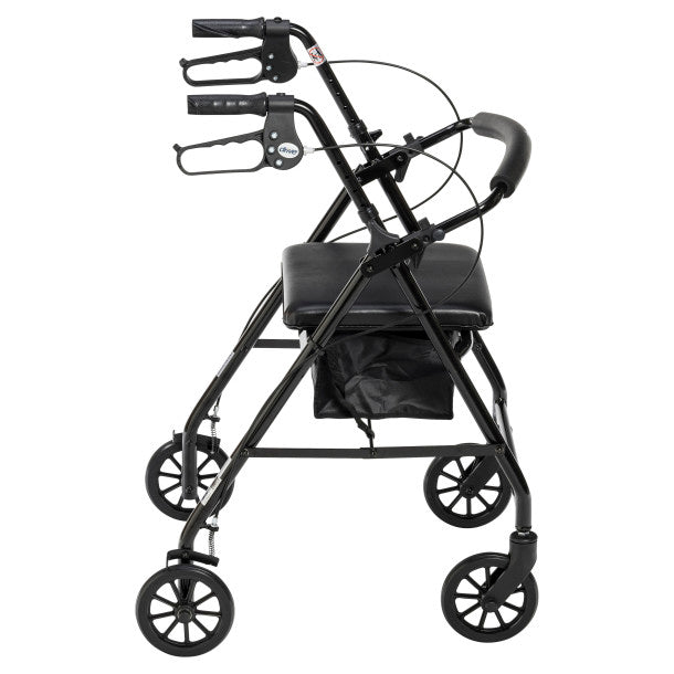 Rollator Rolling Walker with 6" Wheels, Fold Up Removable Back Support and Padded Seat