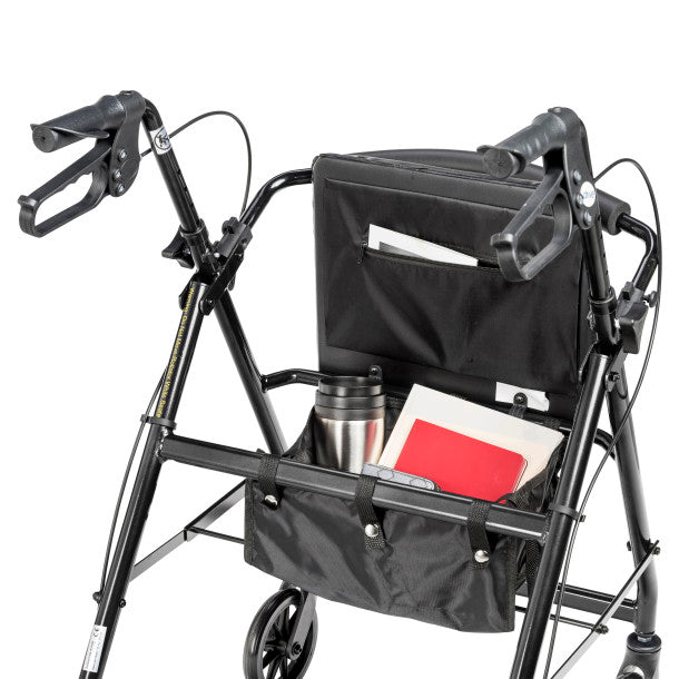 Rollator Rolling Walker with 6" Wheels, Fold Up Removable Back Support and Padded Seat