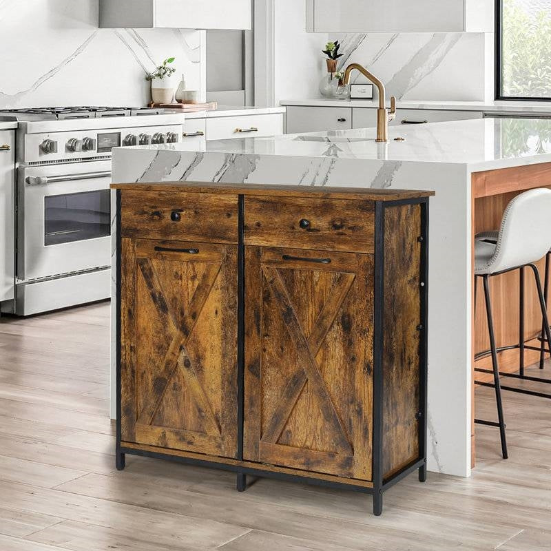 Rustic Multipurpose 2 Drawer / 2 Tilt Out 10 Gallon Kitchen Laundry Trash/Recycle Storage