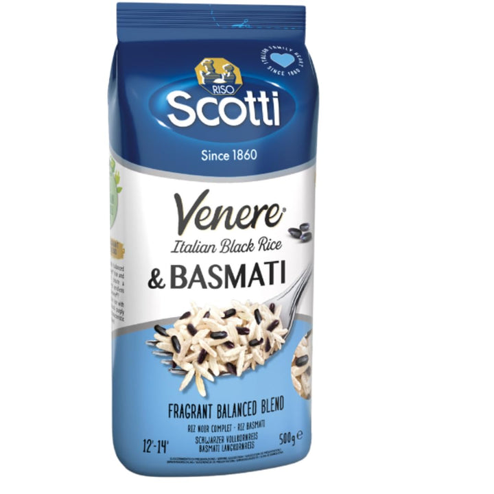 Riso Scotti, Venere Italian Black Rice and Basmati Rice, 17.6 oz. (500 g)
