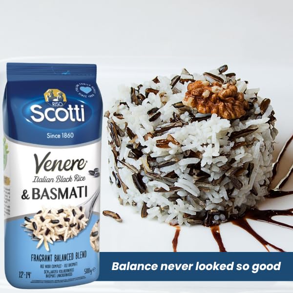 Riso Scotti, Venere Italian Black Rice and Basmati Rice, 17.6 oz. (500 g)