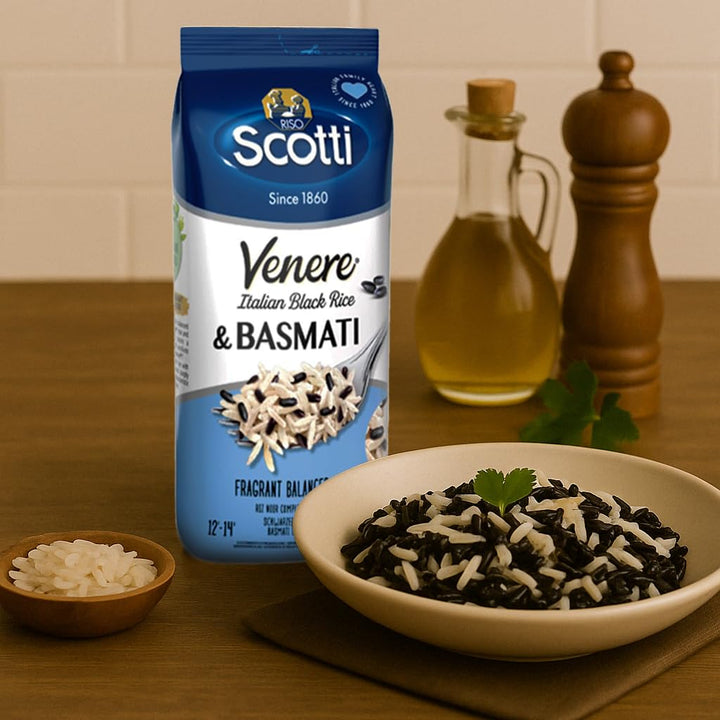 Riso Scotti, Venere Italian Black Rice and Basmati Rice, 17.6 oz. (500 g)