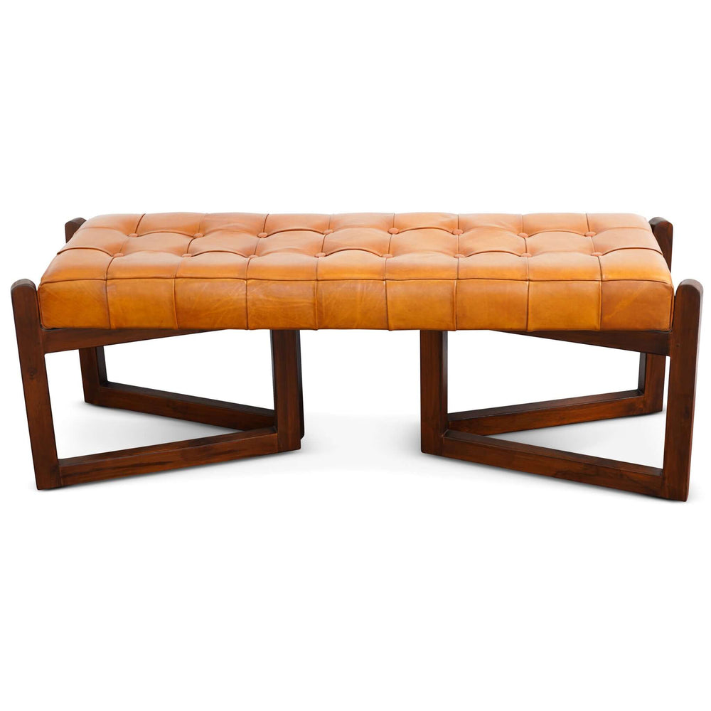 Riley Tan Leather Bench Front