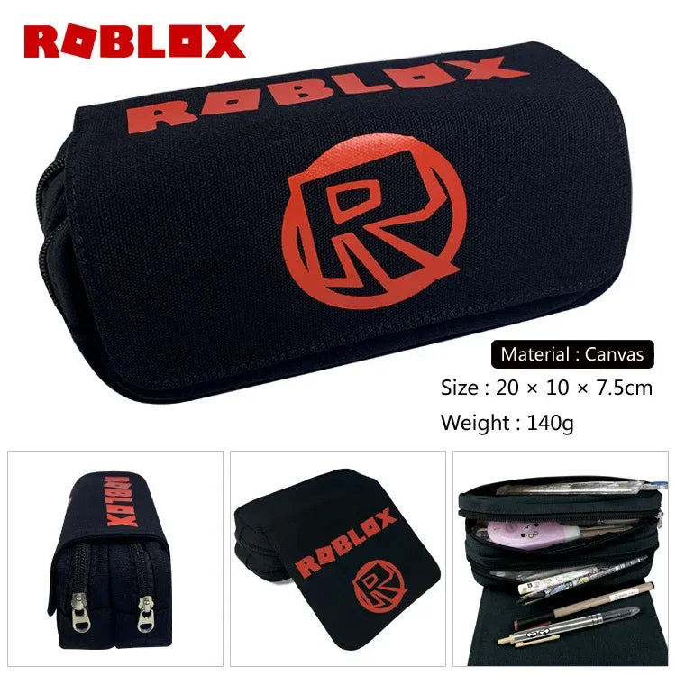 Black ROBLOX pouch with red logo on a white background.