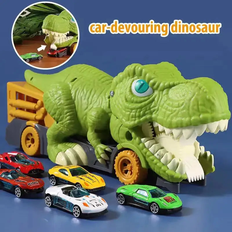Dinosaur Carrier Truck Toy Set Racing Track for Kids