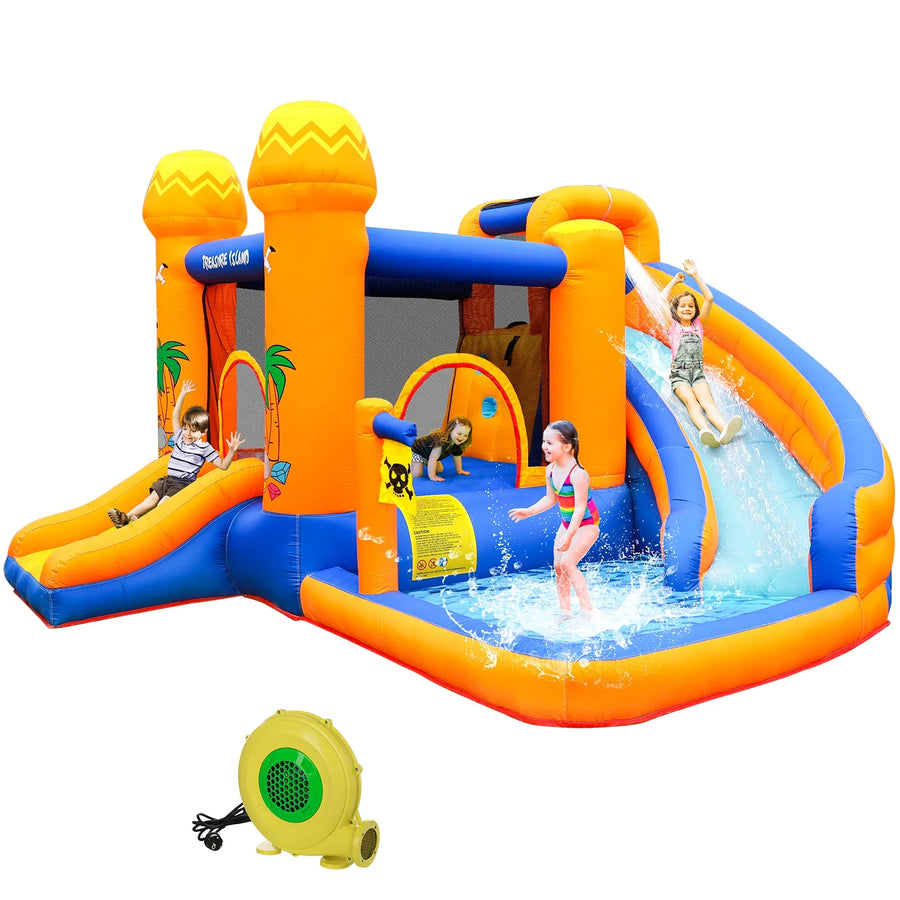Kids Inflatable Bounce House with Water Slide and Blower