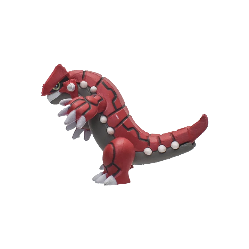 Red and gray dinosaur-like figurine on a white background.