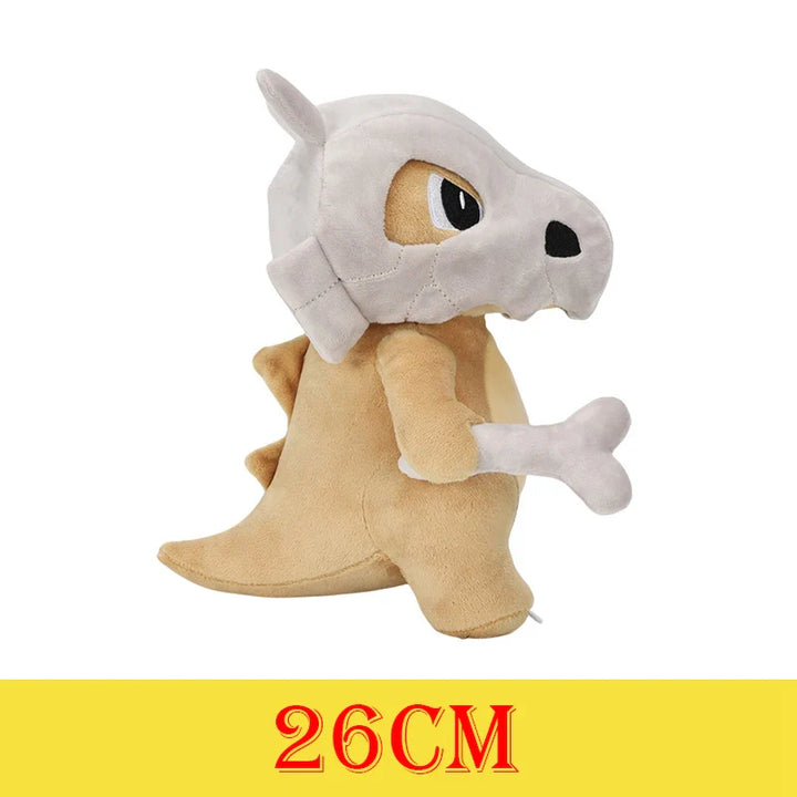 Plush toy dragon with a bone, 26cm tall, on a white background.