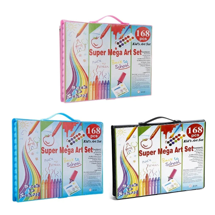 Super Mega Art Set packaging with colorful design and text on a white background.