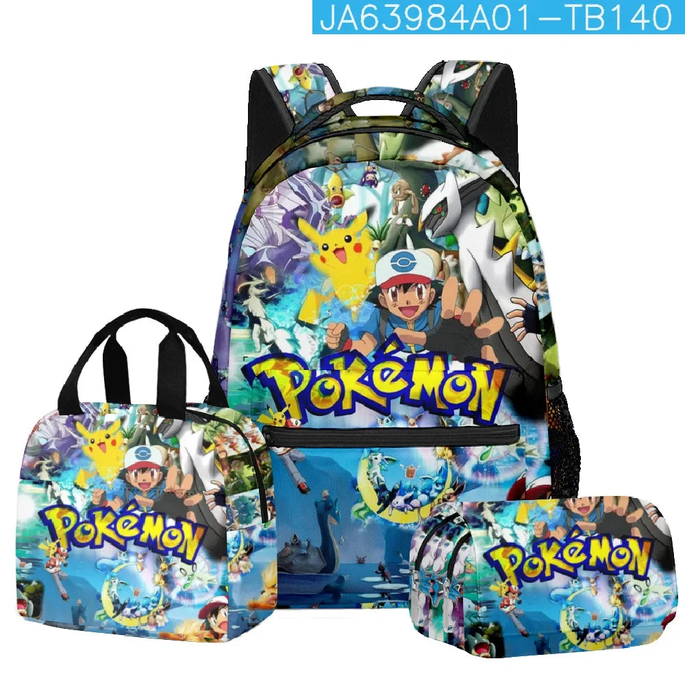 Pokémon-themed backpack and pouch set on a white background.