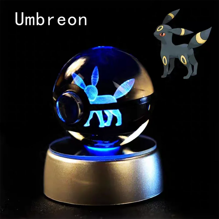 Crystal ball with design on a black background.