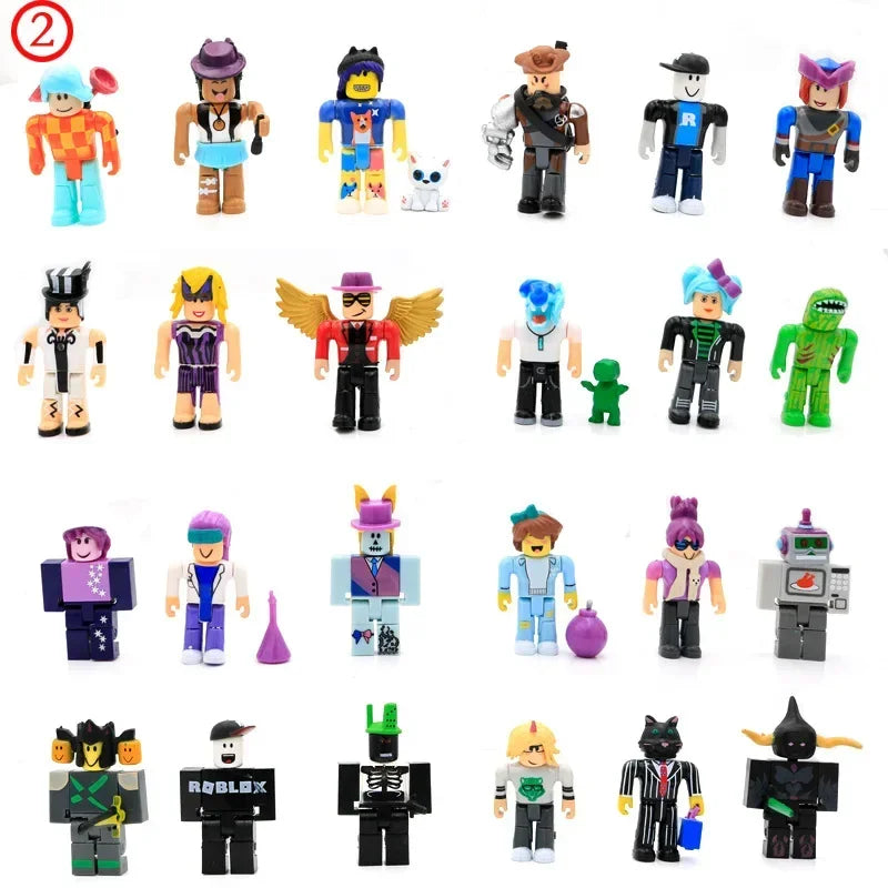 Collection of Roblox character figures arranged in a grid on a white background.
