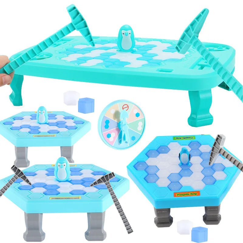 Children's ice-breaking toy set with multiple levels and tools on a white background.