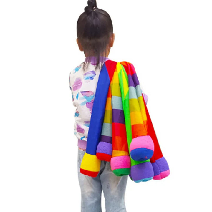 Rainbow Tail Ball Fun Outdoor Sensory Play Toy for Kids Being Carried.