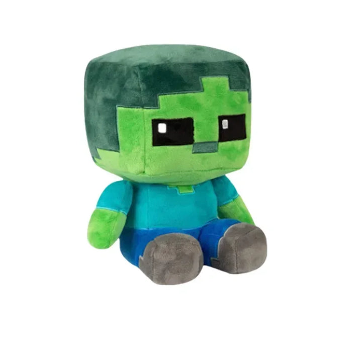 Plush toy resembling a character from a popular video game on a white background.