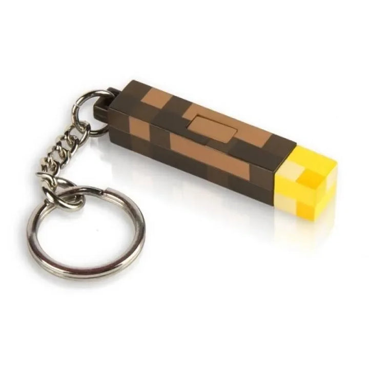 Keychain with a pixelated design on a white background.