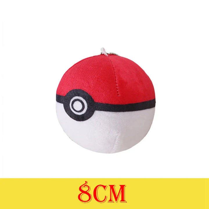 Plush toy resembling a Poké Ball with a size indicator of 8CM on a white background.