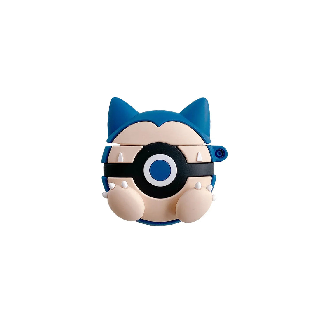 Toy figure with blue ears and a black circle on a white background.
