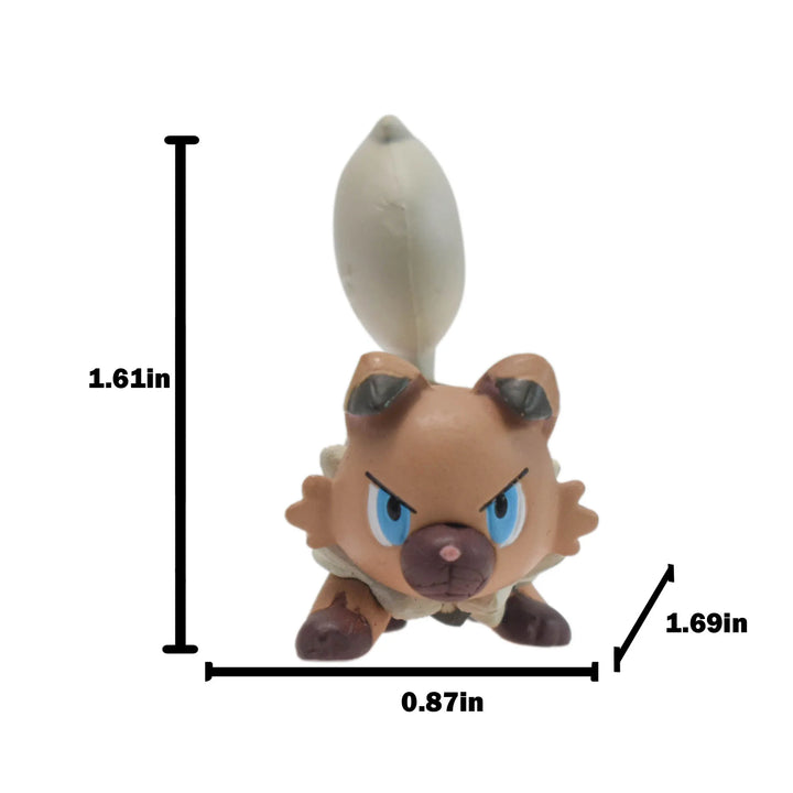 Small figurine with measurements on a white background.