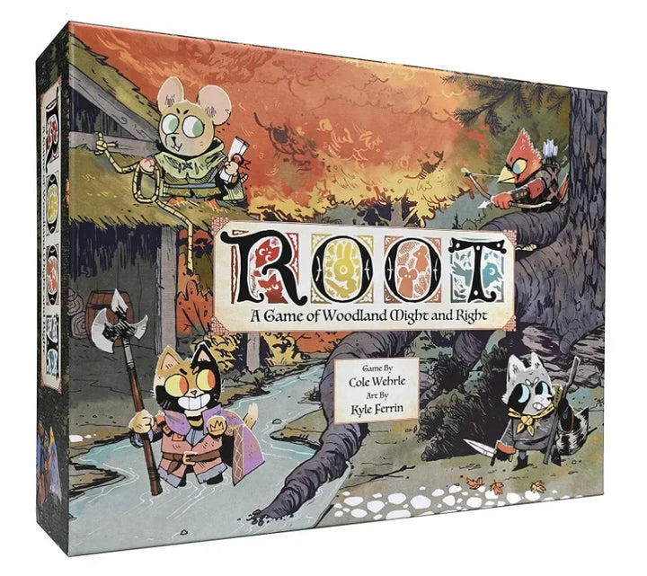 Board game box for Root with illustrated characters and title.