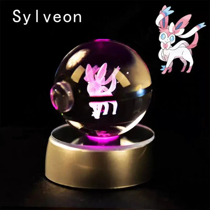 Crystal ball with Sylveon design on a black background.